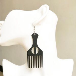 Afro pick earrings